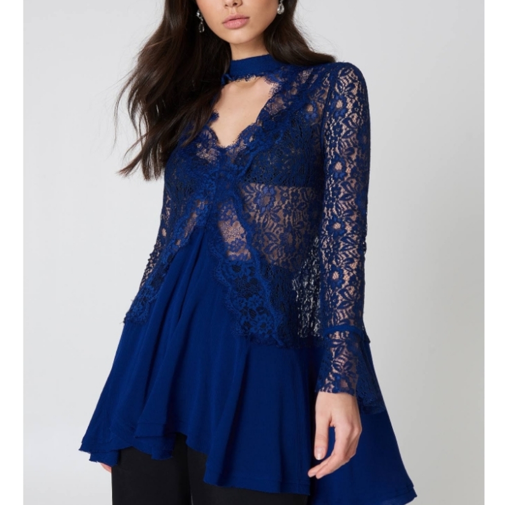 Free people long sleeve lace top